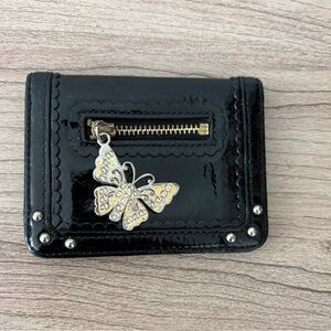 Anna Sui Butterfly Card holder Black Wallet Black crystals
